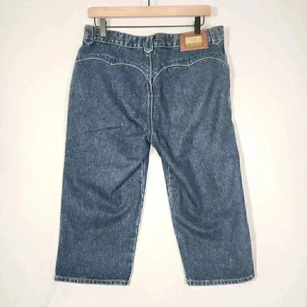 Vintage LAWMAN Western Womens Junior Slim World Class Denim Riding Capris Sz 13 - Picture 4 of 11
